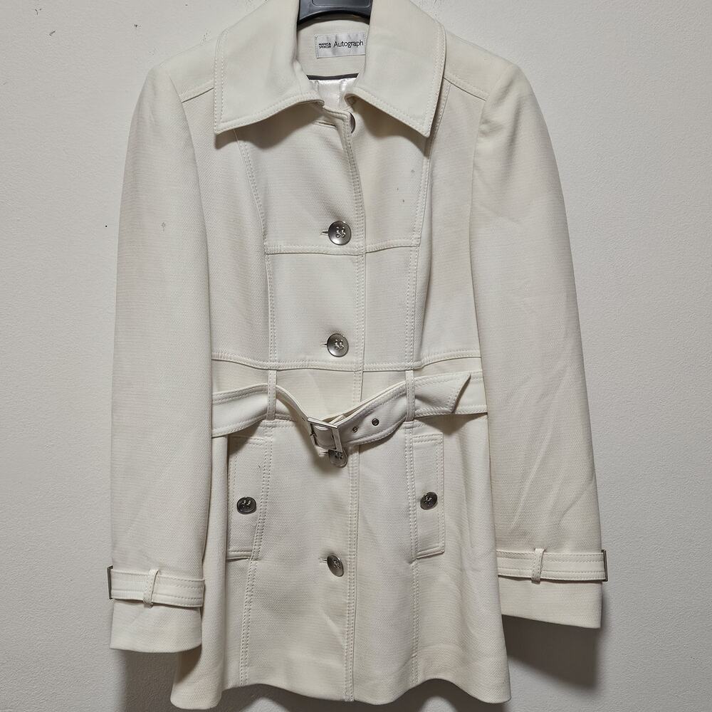 Marks & Spencer Autograph Cream Off White Belted Mid Length Trench Coat S